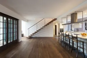 Natural wooden flooring in a kitchen