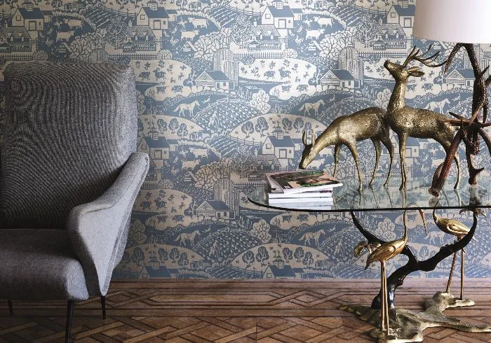 elegant wallpaper in a living room