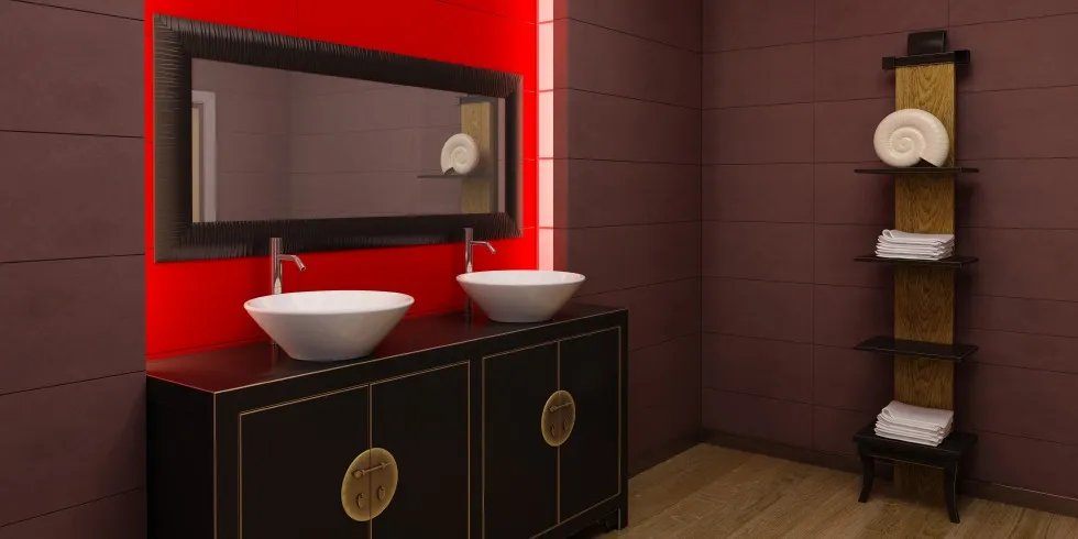 Asian style bathroom interior